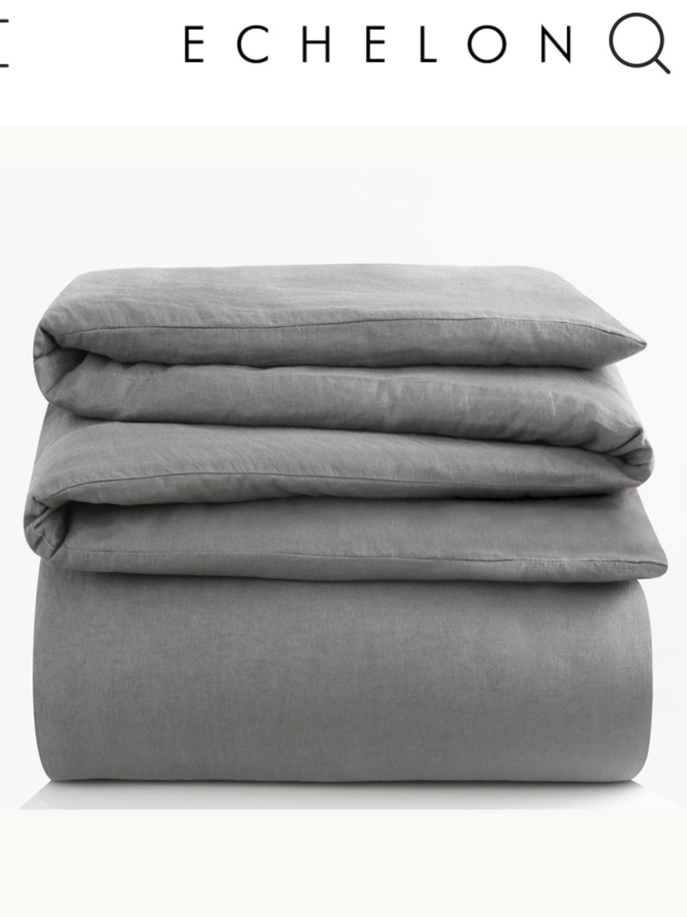 Echelon Washed Belgian Linen Duvet Cover King — Gray